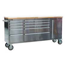 Load image into Gallery viewer, Sealey Mobile Stainless Steel Tool Cabinet 10 Drawer &amp; Cupboard
