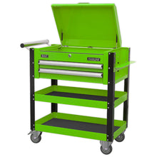 Load image into Gallery viewer, Sealey Heavy-Duty Mobile Tool &amp; Parts Trolley - 2 Drawers &amp; Lockable Top - Green
