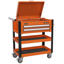 Load image into Gallery viewer, Sealey Heavy-Duty Mobile Tool &amp; Parts Trolley - 2 Drawers &amp; Lockable Top - Orange
