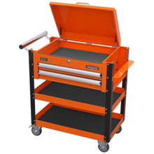 Load image into Gallery viewer, Sealey Heavy-Duty Mobile Tool &amp; Parts Trolley - 2 Drawers &amp; Lockable Top - Orange
