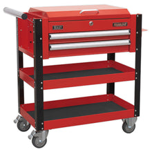 Load image into Gallery viewer, Sealey Heavy-Duty Mobile Tool &amp; Parts Trolley - 2 Drawers &amp; Lockable Top - Red
