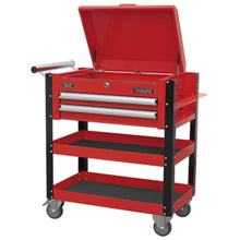 Load image into Gallery viewer, Sealey Heavy-Duty Mobile Tool &amp; Parts Trolley - 2 Drawers &amp; Lockable Top - Red
