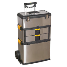 Load image into Gallery viewer, Sealey Mobile Stainless Steel/Composite Toolbox - 3 Compartment
