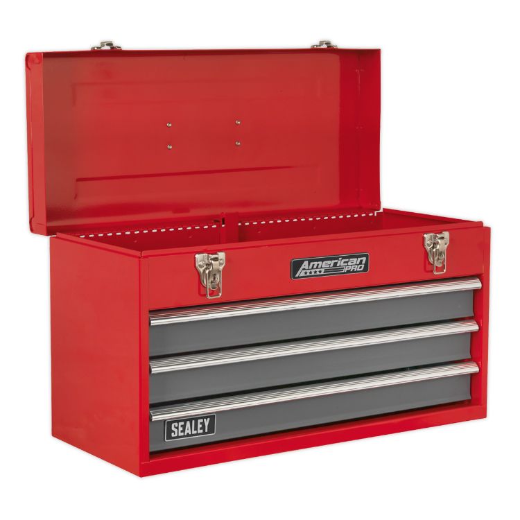 Sealey Toolchest 3 Drawer Portable, Ball-Bearing Slides - Red/Grey