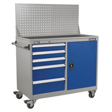 Load image into Gallery viewer, Sealey Industrial Mobile Workstation 5 Drawer &amp; 1 Shelf Locker
