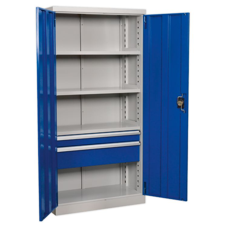 Sealey Industrial Cabinet 2 Drawer 3 Shelf 1800mm