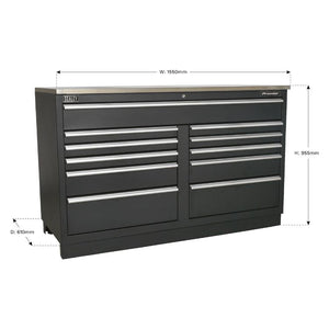 Sealey Modular Floor Cabinet 11 Drawer 1550mm Heavy-Duty