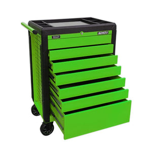 Sealey Rollcab 7 Drawer Push-To-Open - Hi-Vis Green