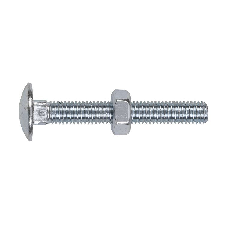 Sealey Coach Bolt & Nut DIN 603 - M10 x 75mm Zinc - Pack of 50