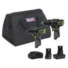 Load image into Gallery viewer, Sealey 2 x 10.8V SV10.8 Series Combi Drill &amp; Impact Driver Kit
