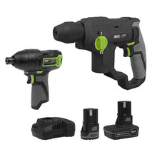 Load image into Gallery viewer, Sealey 2 x 10.8V SV10.8 Series Rotary Hammer Drill &amp; Impact Driver Kit
