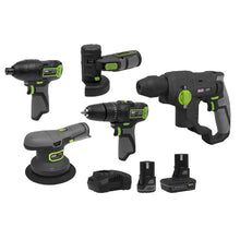 Load image into Gallery viewer, Sealey 5 x 10.8V SV10.8 Series Cordless Combo Kit - 2 Batteries (CP108VCOMBO7)
