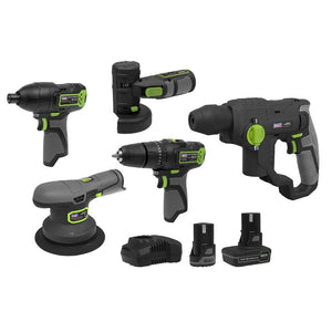 Sealey 5 x 10.8V SV10.8 Series Cordless Combo Kit - 2 Batteries (CP108VCOMBO7)