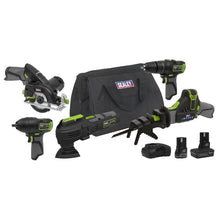 Load image into Gallery viewer, Sealey 5 x 10.8V SV10.8 Series Cordless Combo Kit - 2 Batteries (CP108VCOMBO8)
