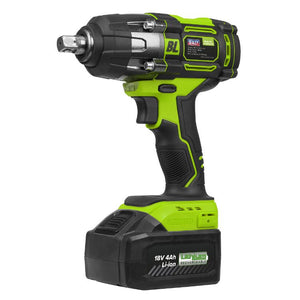 Sealey Cordless Impact Wrench 18V 4Ah Lithium-ion 1/2" Sq Drive (650Nm - 479lb.ft) - Green