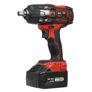 Sealey Cordless Impact Wrench 18V 4Ah Lithium-ion 1/2" Sq Drive (650Nm - 479lb.ft) - Red