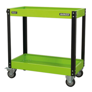 Sealey Workshop Trolley 2-Level Heavy-Duty - Hi-Vis Green