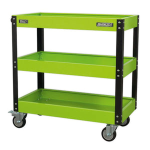 Sealey Workshop Trolley 3-Level Heavy-Duty - Hi-Vis Green