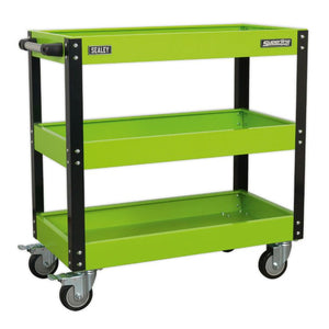 Sealey Workshop Trolley 3-Level Heavy-Duty - Hi-Vis Green