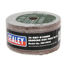 Load image into Gallery viewer, Sealey Sanding Disc Fibre Backed 100mm (4&quot;) 36Grit - Pack of 25
