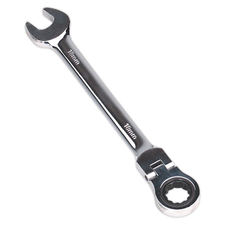 Sealey Flexi-Head Ratchet Combination Spanner 18mm (Premier)