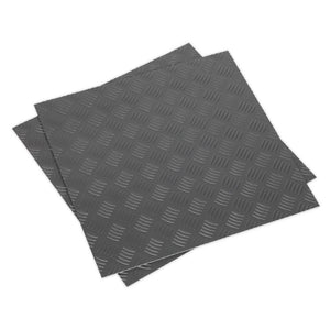 Sealey Vinyl Floor Tile, Peel & Stick Backing - Silver Treadplate - Pack of 16