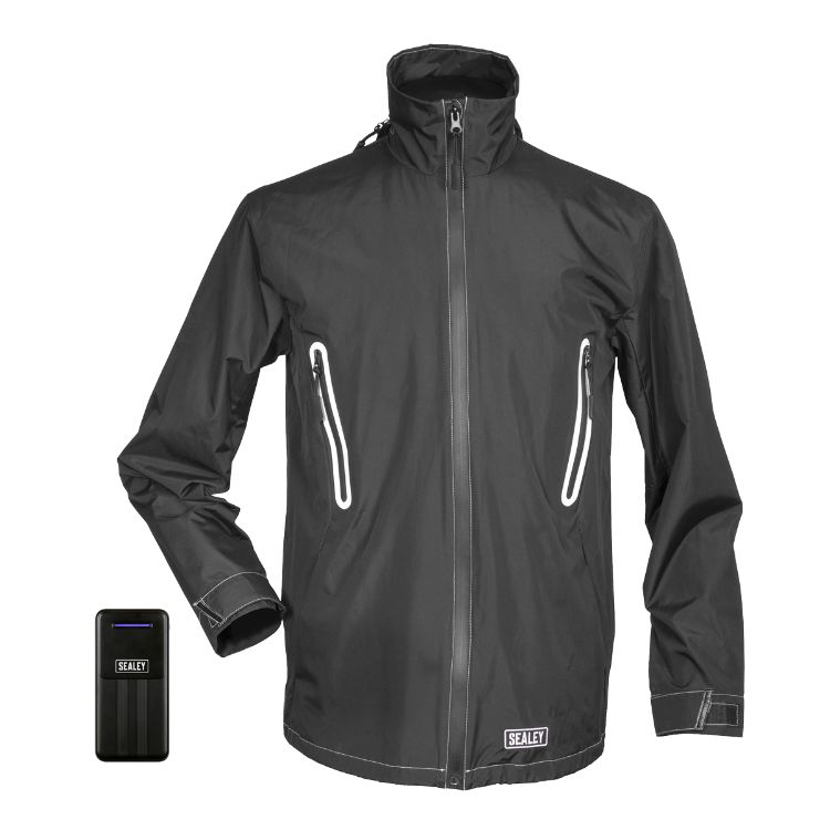 Sealey 5V Heated Rain Jacket - Small, Power Bank