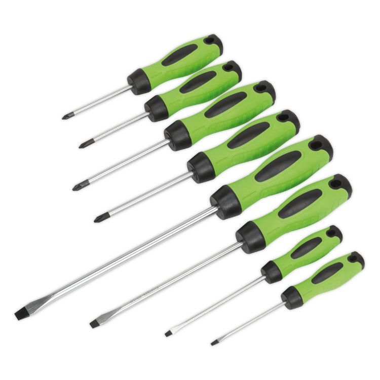 Sealey Screwdriver Set 8pc - Hi-Vis Green (Premier)