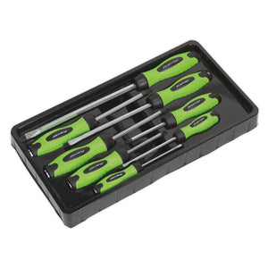 Sealey Screwdriver Set 8pc Hammer-Thru - Hi-Vis Green (Premier)