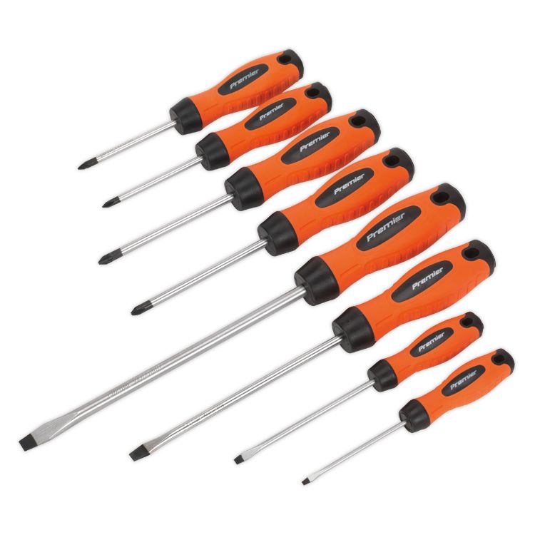 Sealey Screwdriver Set 8pc Hi-Vis Orange (Premier)