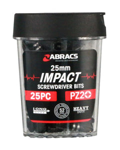 Abracs 25mm Impact Screwdriver Bit PZ2 (25pc)