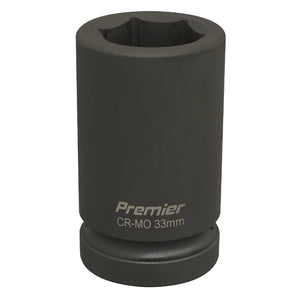 Sealey Impact Socket 33mm 1" Sq Drive Deep (Premier) - 6pt