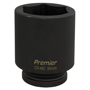 Sealey Impact Socket 80mm 1" Sq Drive Deep (Premier) - 6pt