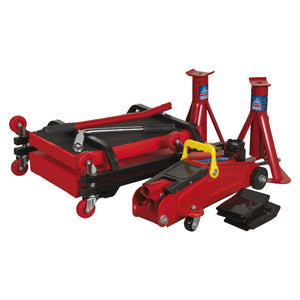 Sealey Lifting Kit 5pc 2 Tonne (Inc Jack, Axle Stands, Creeper, Chocks & Wrench)