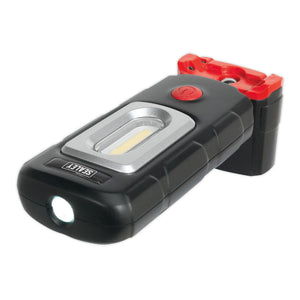 Sealey Rechargeable 360° Inspection Light 3W COB & 1W SMD LED Black Lithium-Polymer