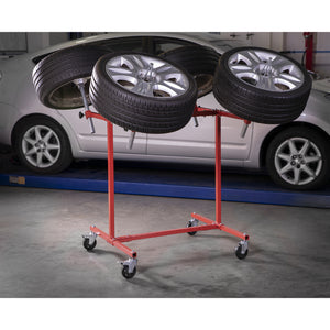 Sealey Alloy Wheel Painting/Repair Stand - 4-Wheel Capacity - Angled Cones