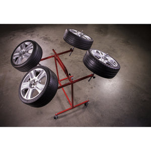 Sealey Alloy Wheel Painting/Repair Stand - 4-Wheel Capacity - Angled Cones