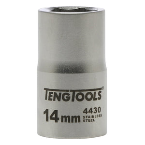 Teng Socket 1/2" Drive 14mm Stainless - 6pt