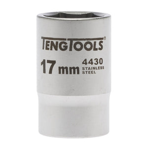 Teng Socket 1/2" Drive 17mm Stainless - 6pt