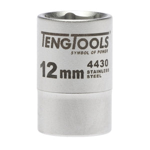 Teng Socket 3/8" Drive 12mm Stainless - 6pt