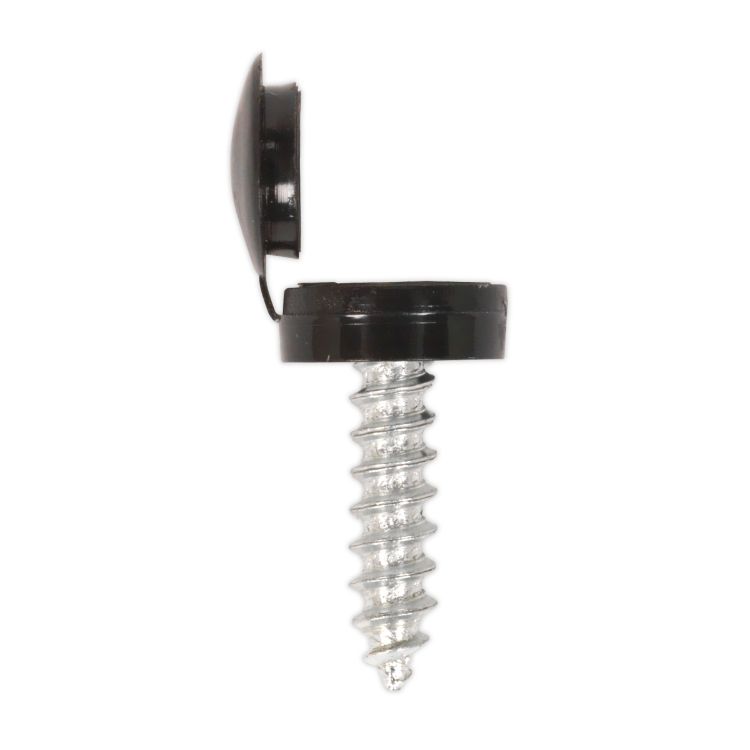 Sealey Numberplate Screw & Flip Cap 4.2 x 19mm Black - Pack of 50