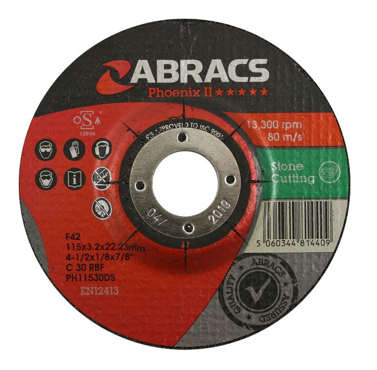 Abracs Phoenix II Cutting Disc 115mm x 3mm x 22mm DPC Stone