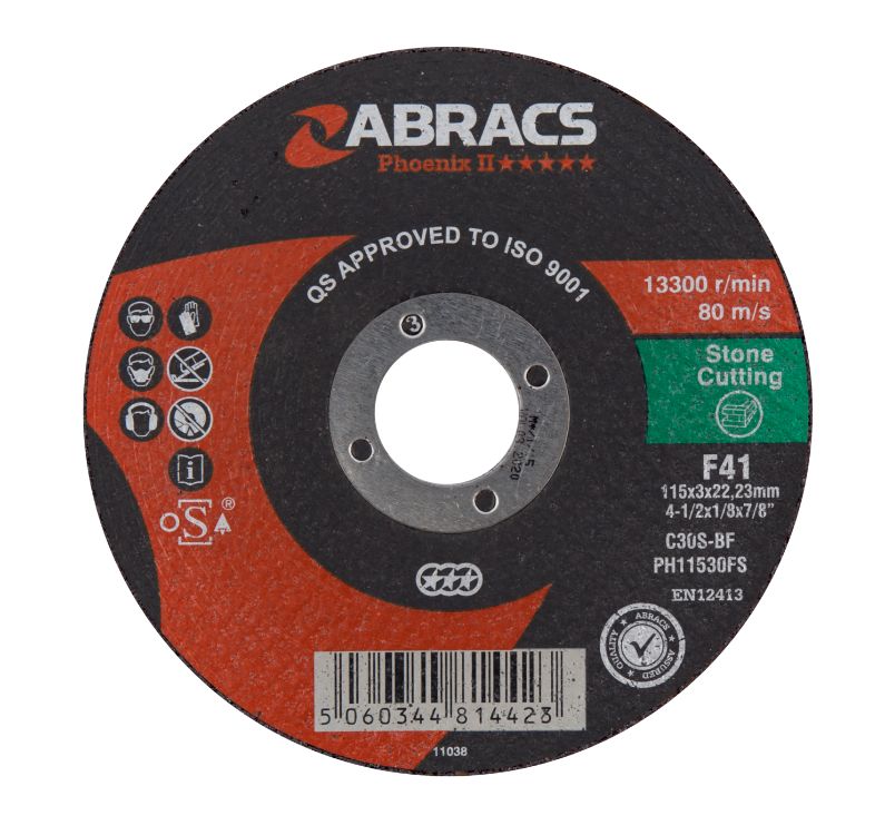 Abracs Phoenix II Cutting Disc 115mm x 3mm x 22mm Flat Stone