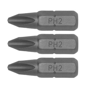 Teng Bit PH2 25mm Long 1/4" Hex Drive 3pcs