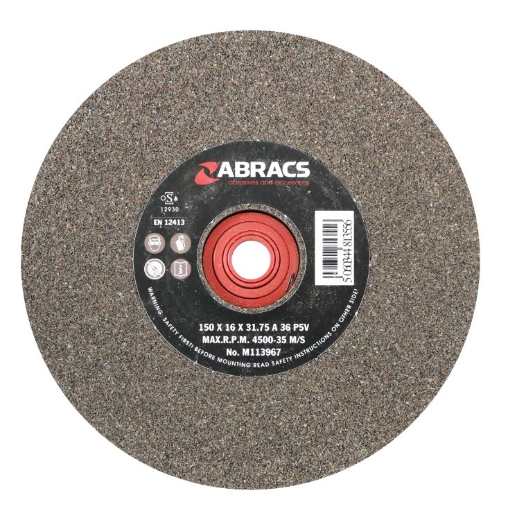 Abracs Bench Grinder Wheel 150mm x 16mm x 36Grit Aluminium Oxide