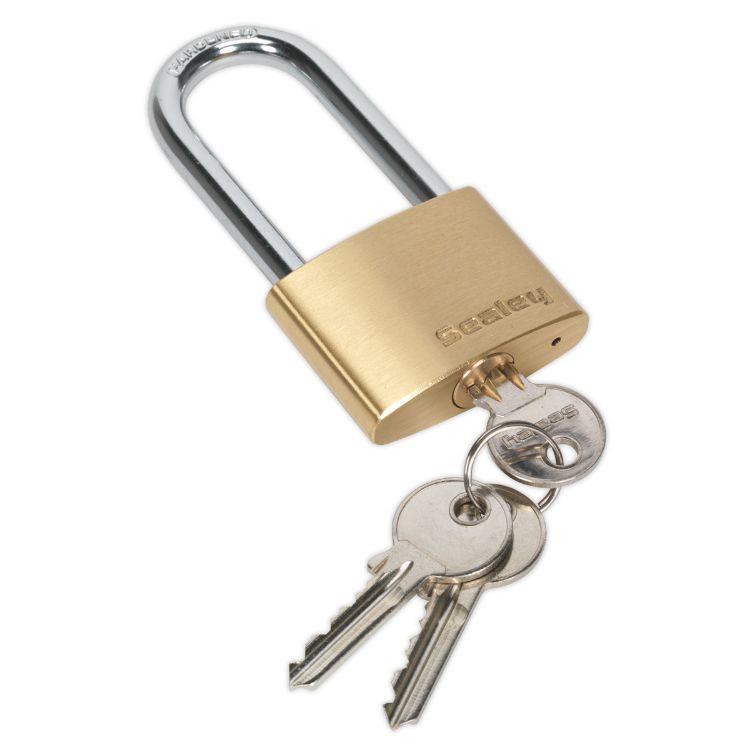 Sealey Brass Body Padlock 50mm - Long Shackle