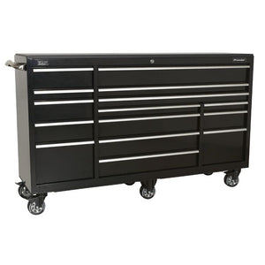 Sealey Rollcab 15 Drawer Heavy-Duty Black 1845mm