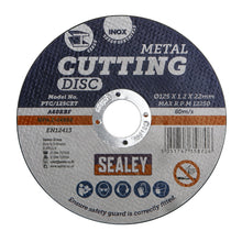 Load image into Gallery viewer, Sealey Cutting Disc 125mm (5&quot;) x 1.2mm - 22mm Bore
