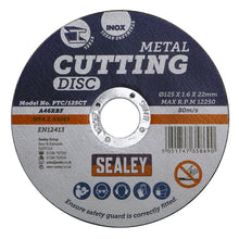 Load image into Gallery viewer, Sealey Cutting Disc 125mm (5&quot;) x 1.6mm - 22mm Bore
