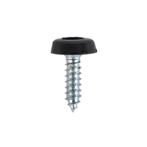 Sealey Numberplate Screw Plastic Enclosed Head 4.8 x 18mm Black - Pack of 50